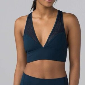 LULULEMON Jaded Blue Twist & Train V Neck Low Impact Training Active Bra Size 10
